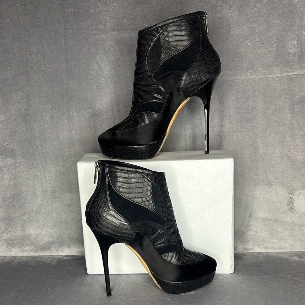 Jimmy Choo Snakeskin Platform Stiletto Ankle Boots Luxe Rare - Picture 4 of 11